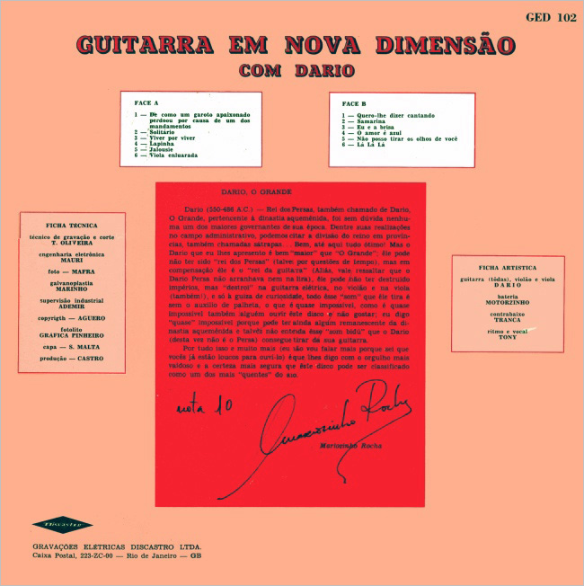 Capa LP Guitarra em nova dimensão com Dario